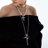 Gothic Rose Cross Necklace - CHINASQUAD