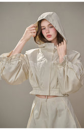 "A Cup of Milk" Relaxed Cotton Trench & Skirt Set - CHINASQUAD