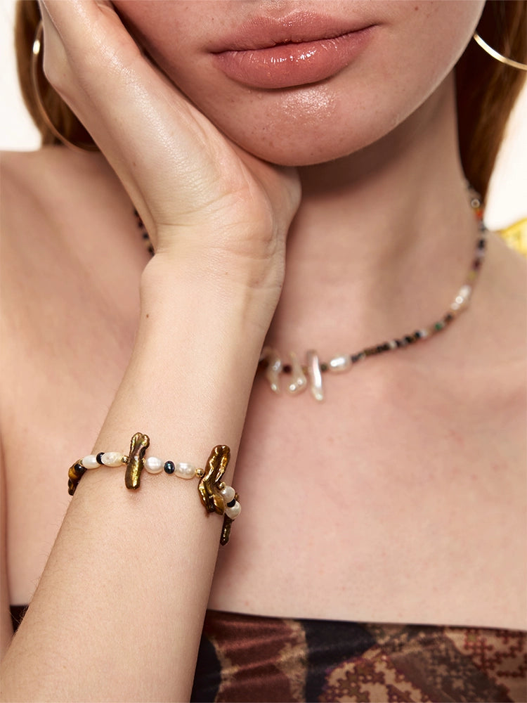 Vintage Gold Baroque Pearl Bracelet - CHINASQUAD