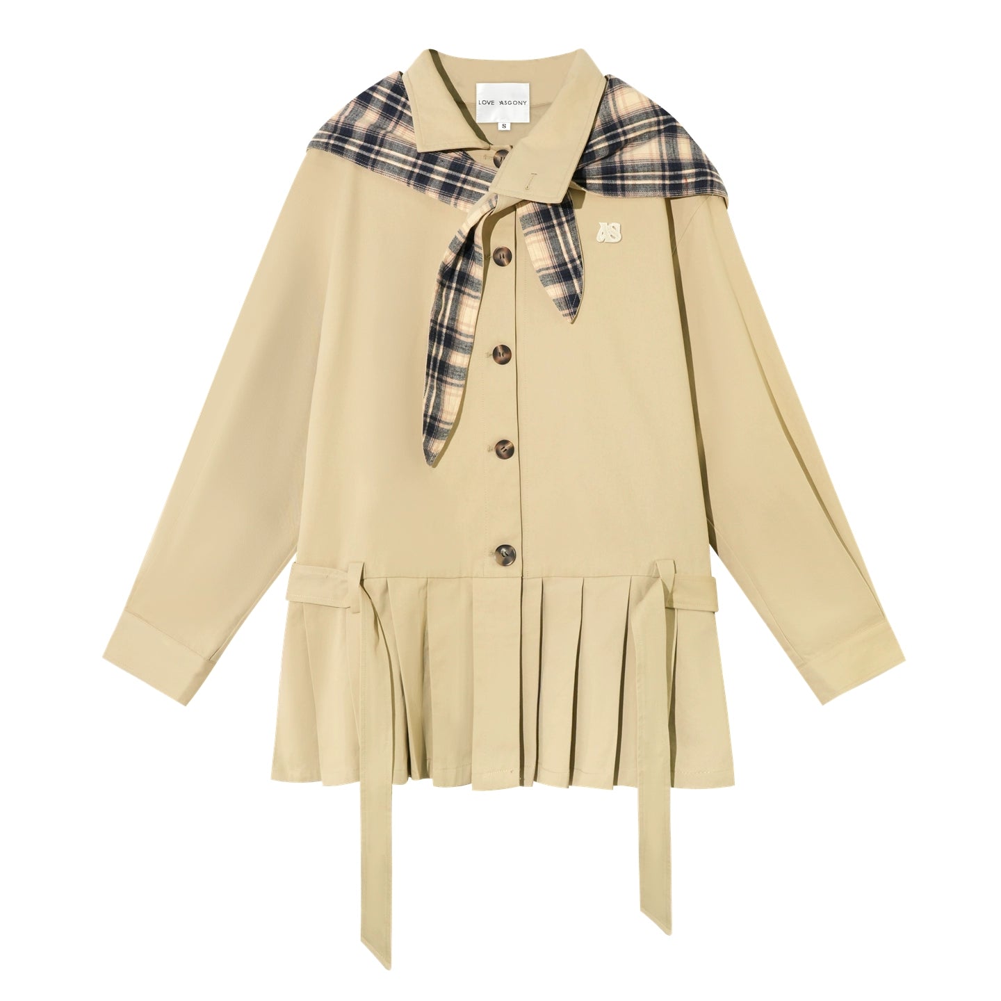 Detachable Bunny-Ear Pleated Trench Coat
