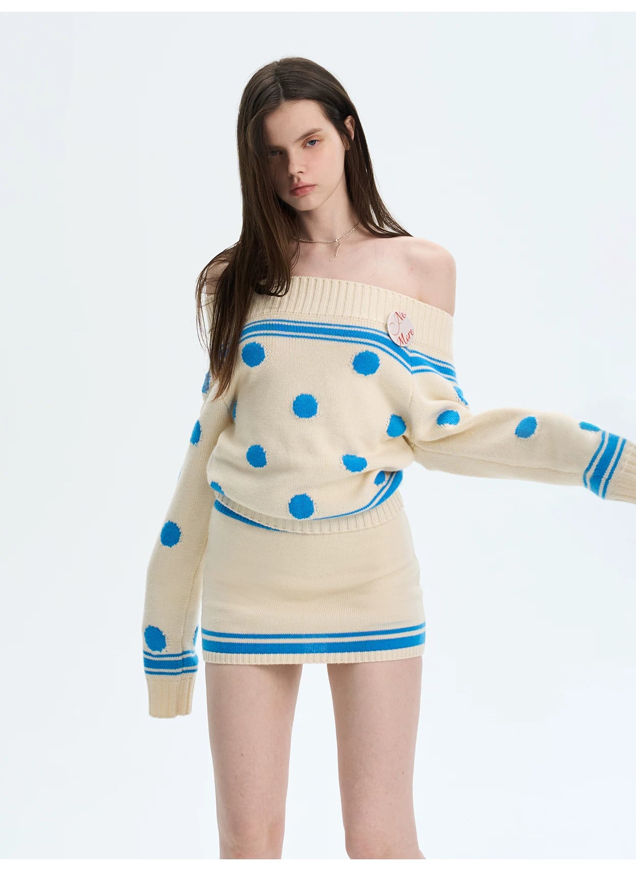 Contrast Polka-Dot Knit Sweater