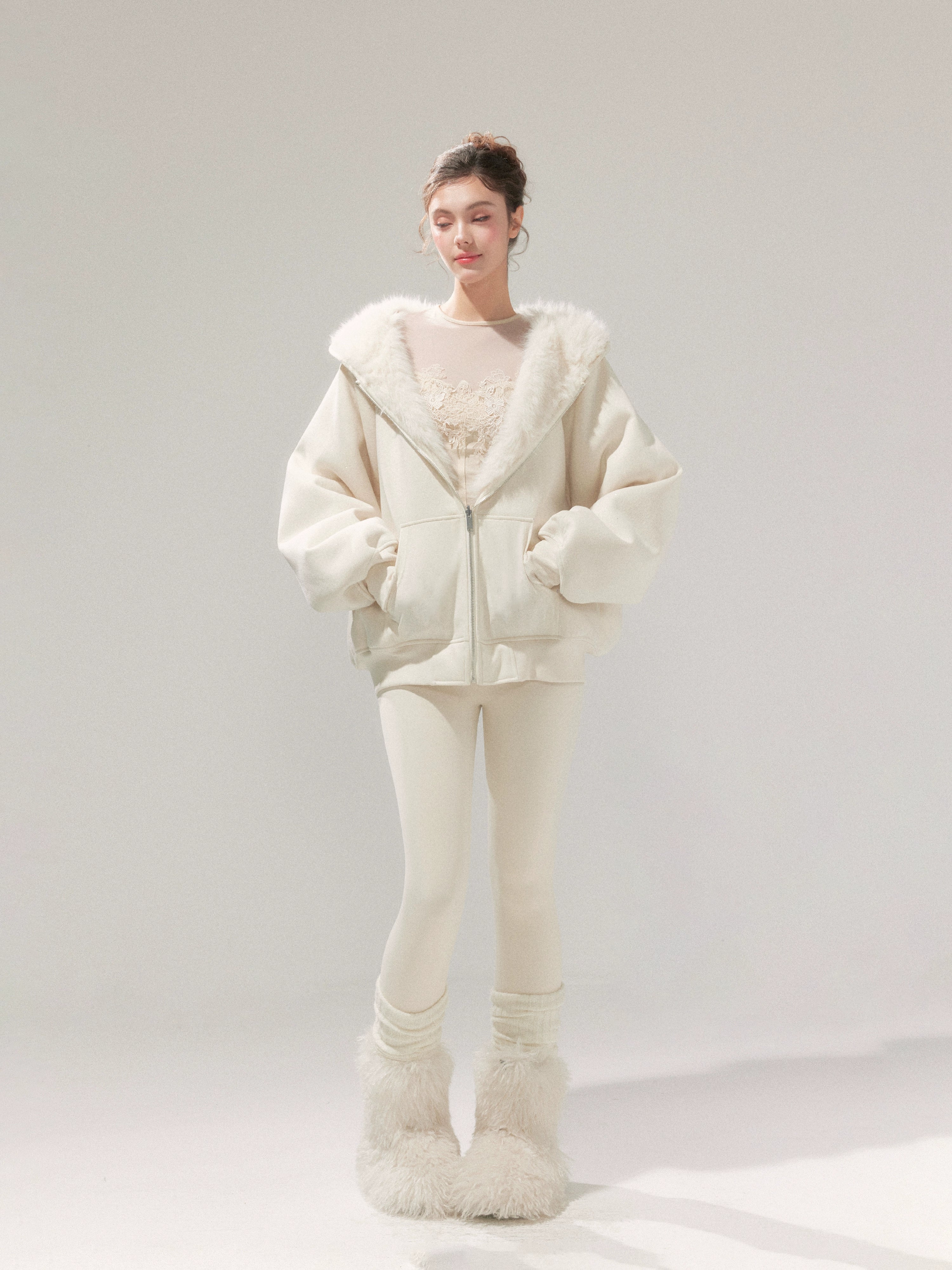 Hooded Fleece Jacket & Plush Sweatpants Set