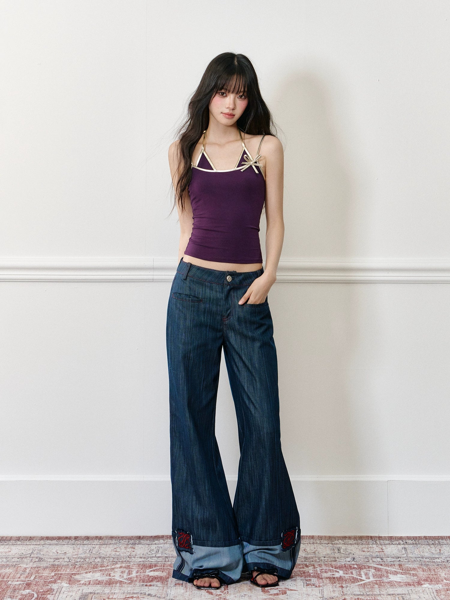 Two-tone Retro Halter Top - CHINASQUAD