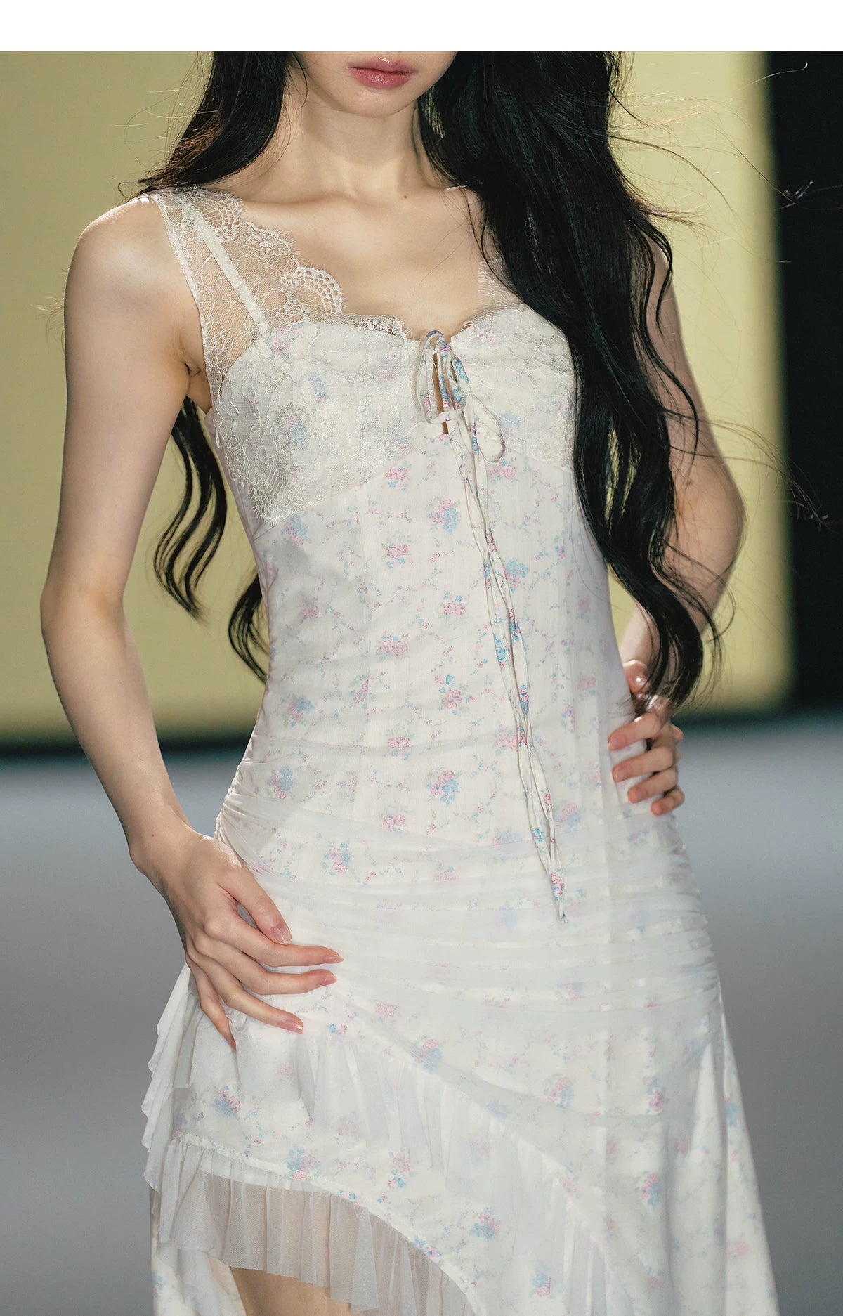 Romantic Floral Mesh Slip Maxi Dress