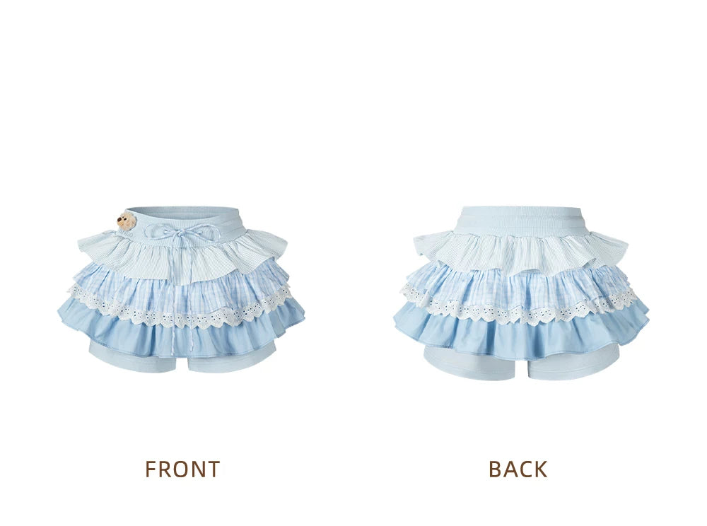 Patchwork Ruffle Tiered Skort