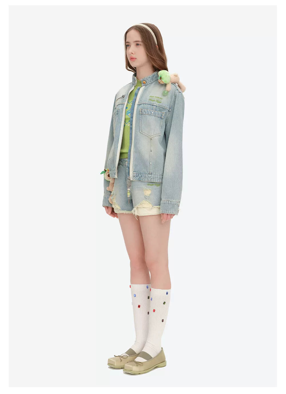 Zip-Up Vintage Denim Jacket