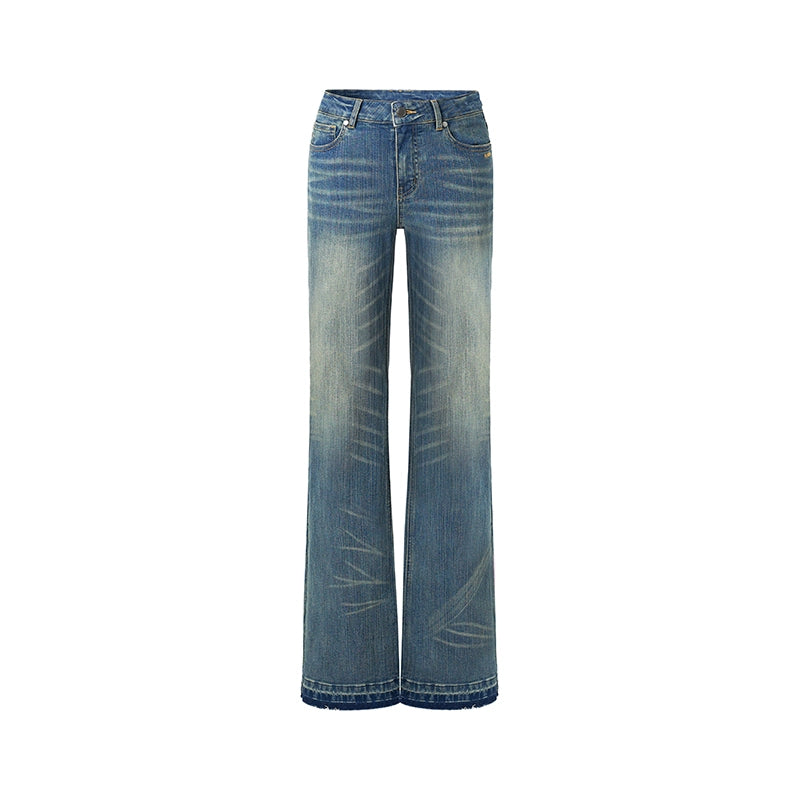 "Savanna Series" Plains Washed Denim Straight-Leg Jeans - CHINASQUAD