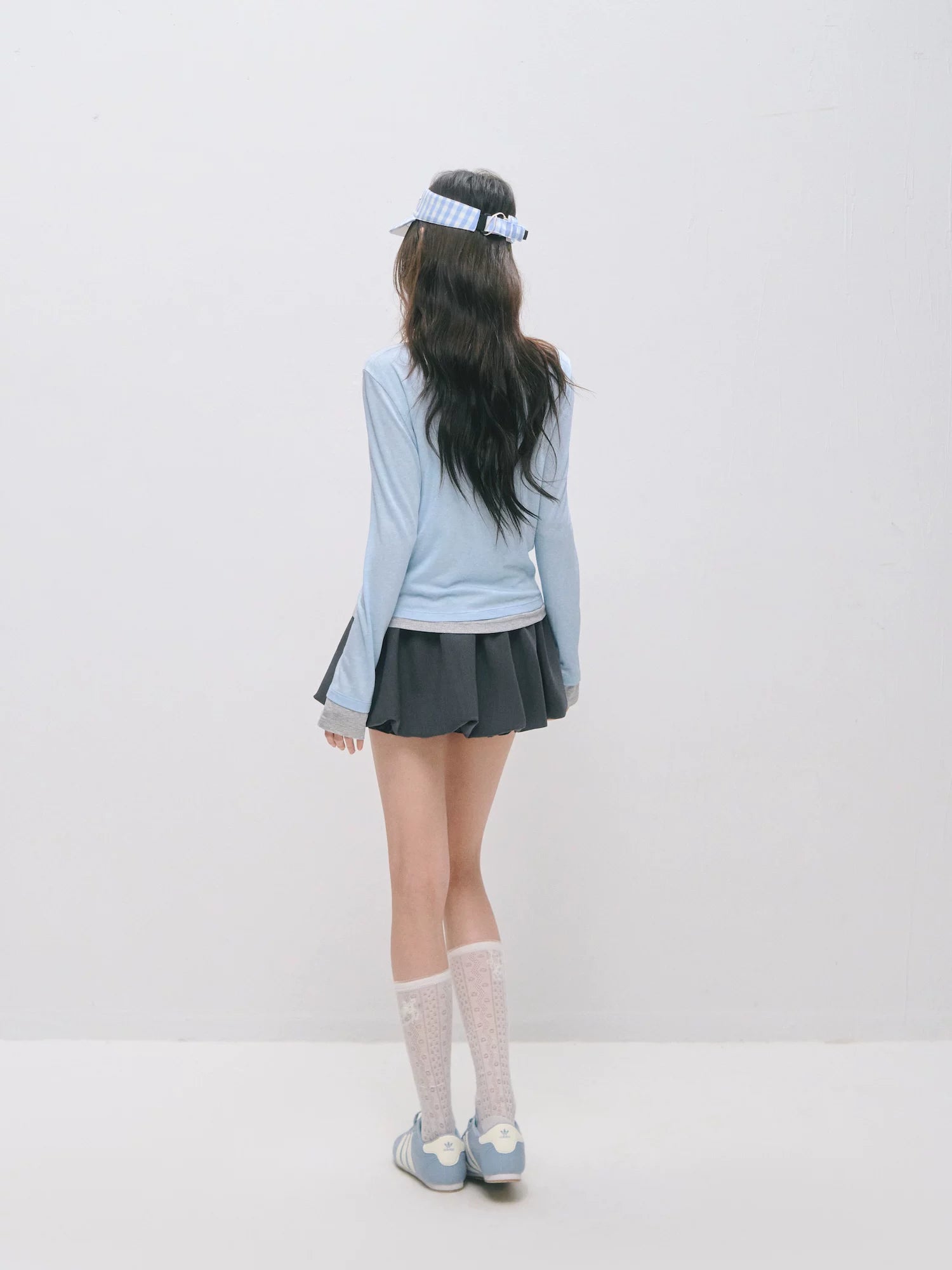 Layered Two-Tone Lyocell Wool Blend Long Sleeve T-Shirt