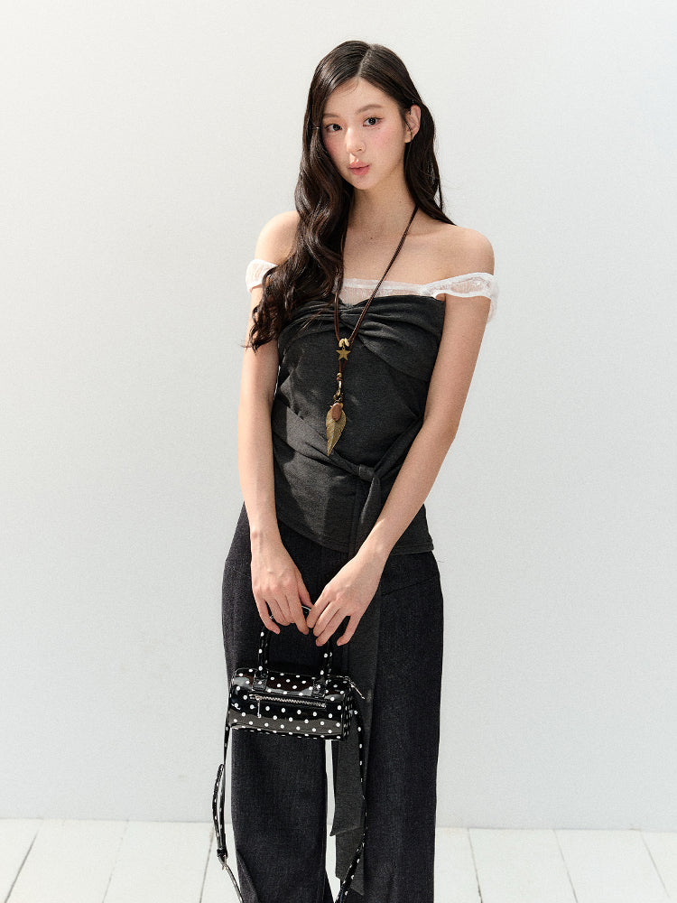 Lace Off-shoulder Cami Top - CHINASQUAD