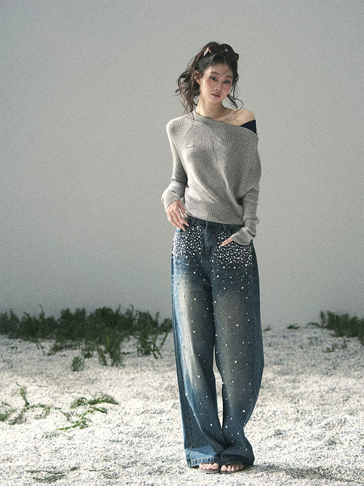 Ash Memories Off-Shoulder Knit Top