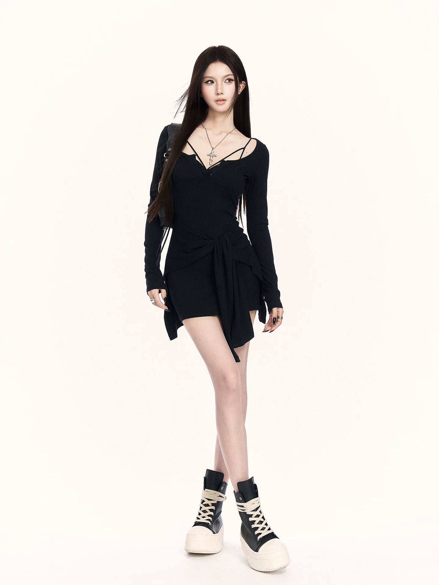 Faux Two-Piece Knit Bodycon Dress