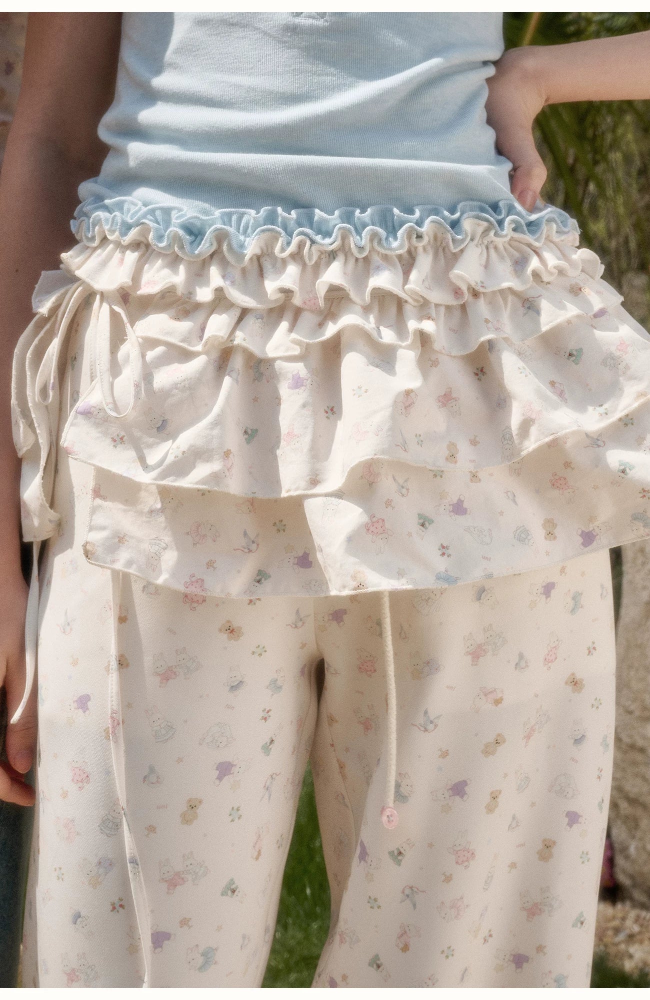 Little Bunny Printed Relaxed Wide-Leg Pants