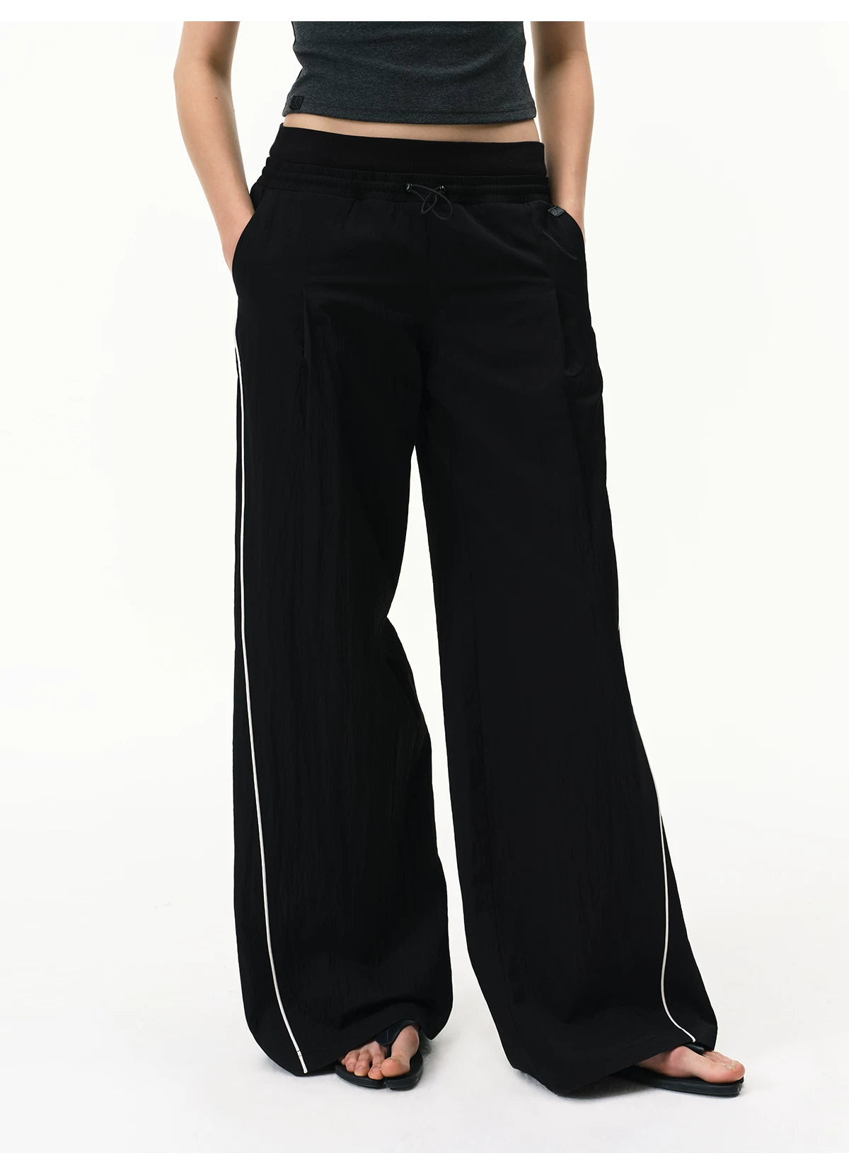 Cooling Lyocell Double-Waistband Wide-Leg Pants