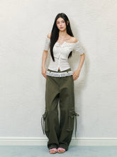 Color Block Large Pocket Lace Work Pants - CHINASQUAD
