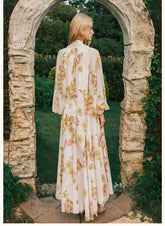 Milena Chiffon Lace Lantern Sleeve Midi Dresse - CHINASQUAD