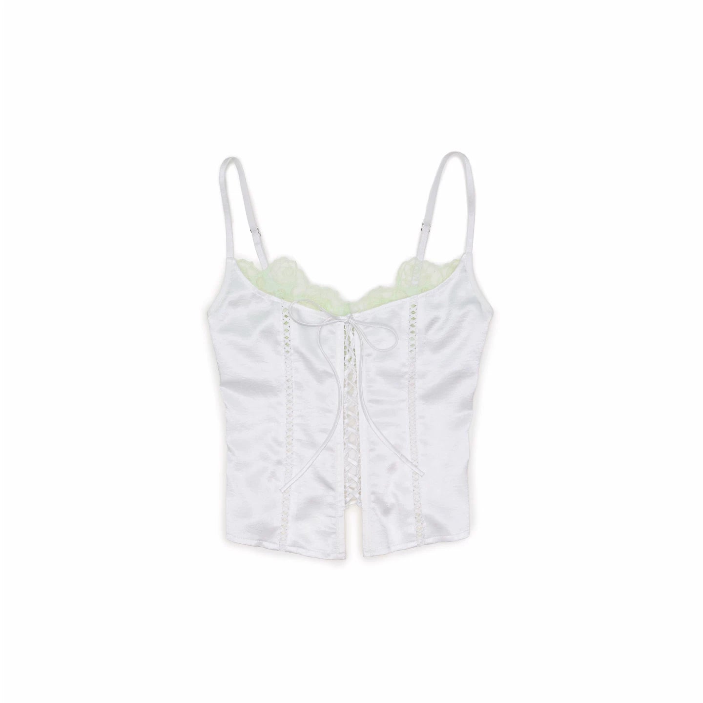 Lace-Panel Faux Layered Satin Corset