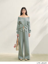 Off-Shoulder Zip-up Sweatshirt & Pants Set - CHINASQUAD