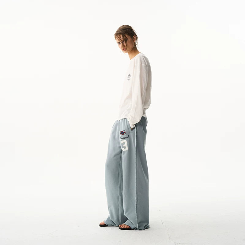 Multi-Color Embroidered Raw-Edge Sweatpants