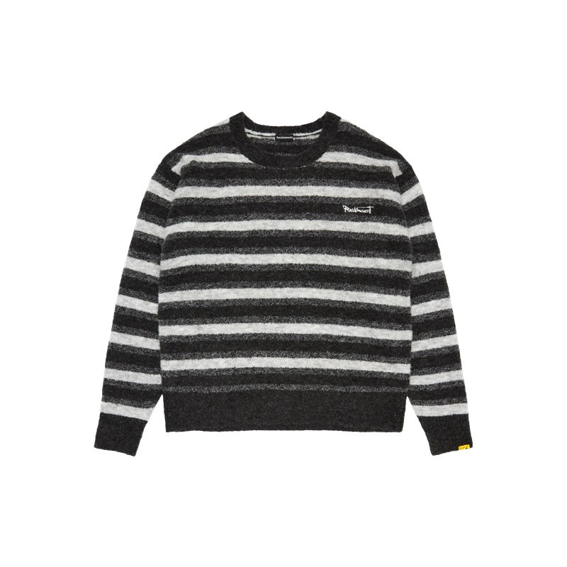 Contrast Stripe Embroidered Knit Sweater - CHINASQUAD