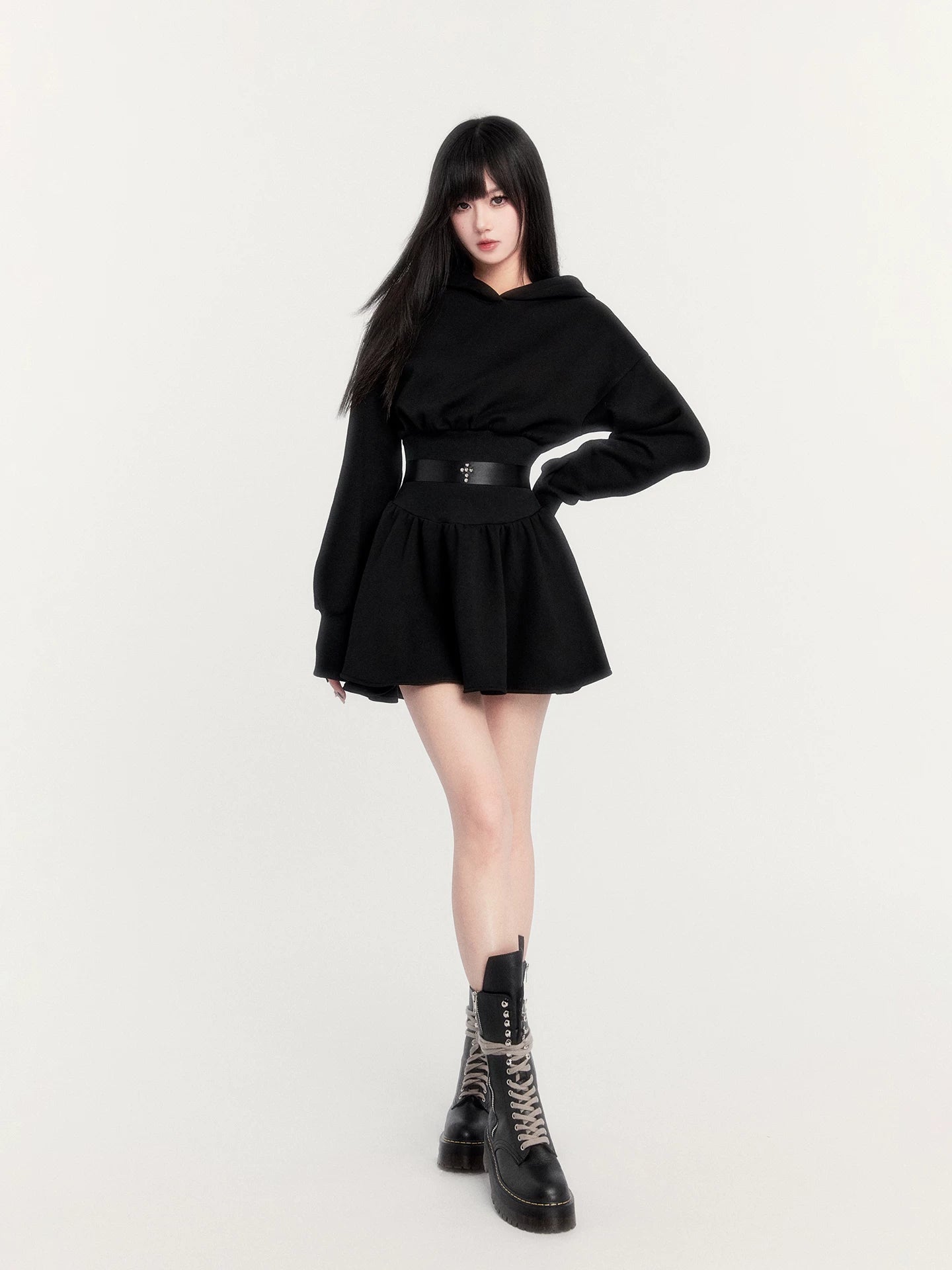 Waist-Cinching Sweatshirt Dress