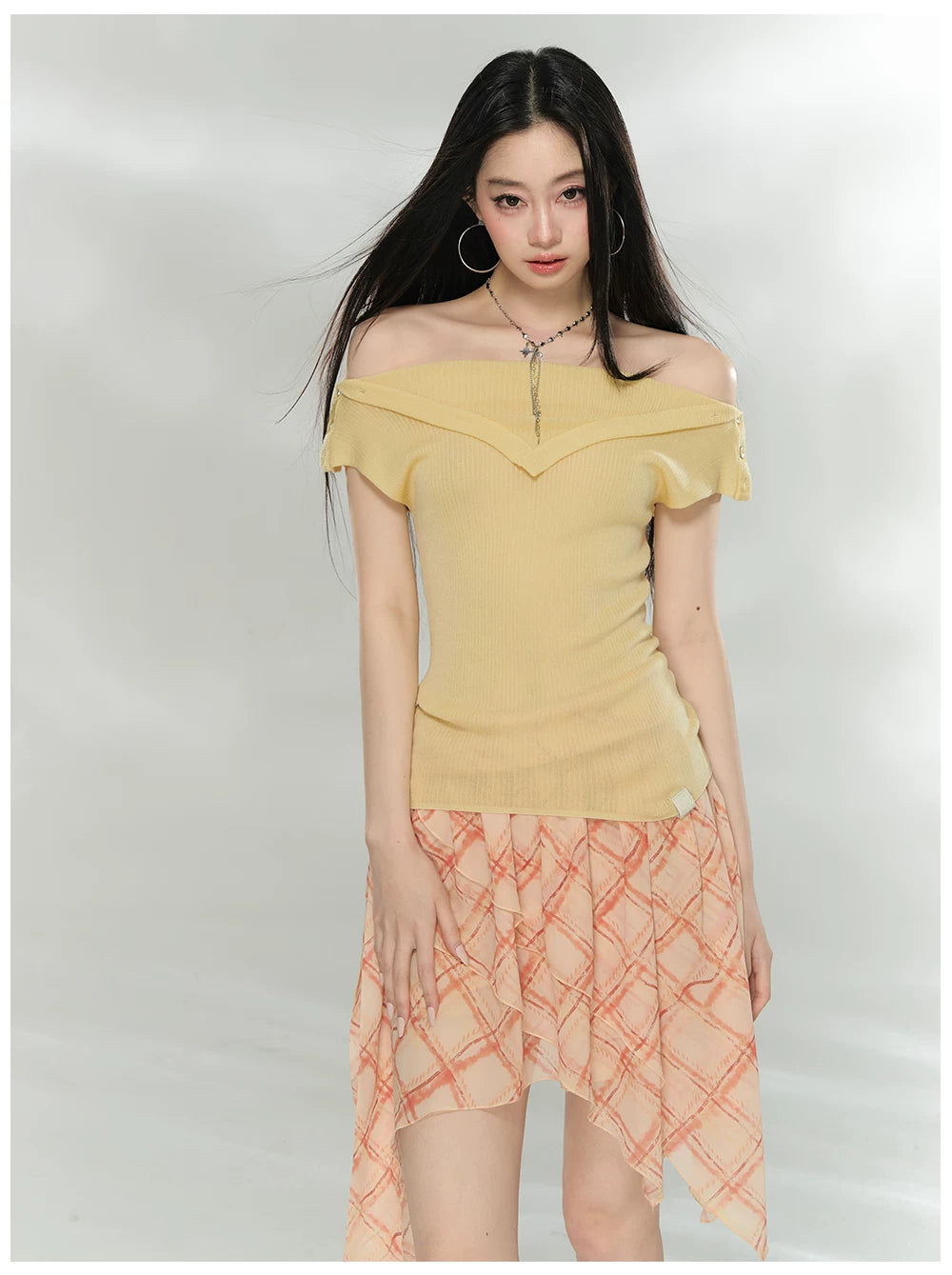 Asymmetric Printed Chiffon Mini Skirt
