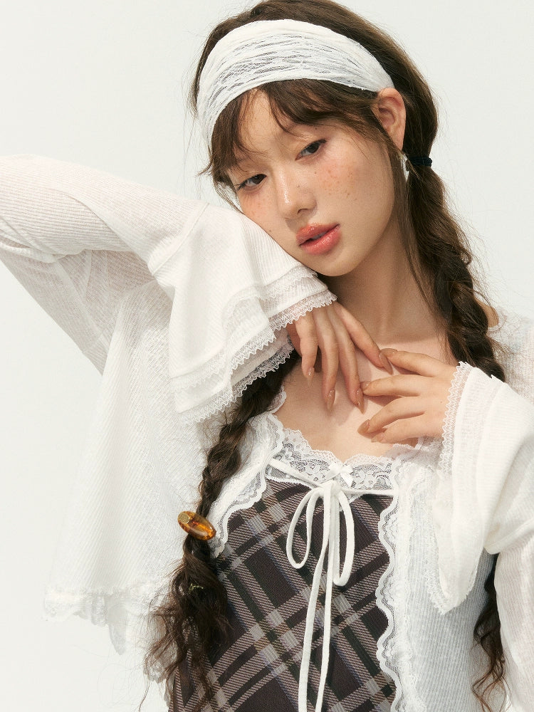 Lace-Edge Lightweight Cardigan