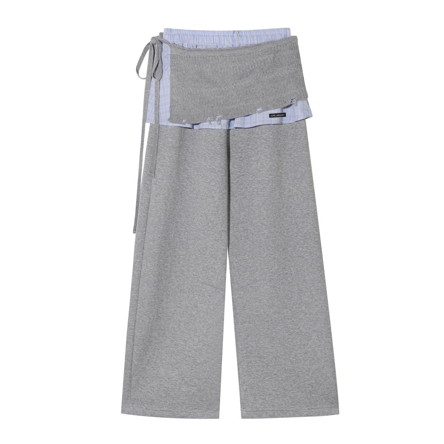 Patchwork Sweatshirt & Curved-Hem Knit Pants Set