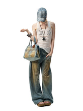 Floral Rhinestone Semi-Sheer I-shaped Tank Top - CHINASQUAD