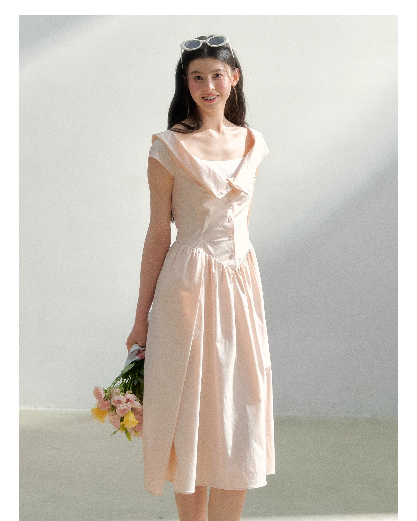 Pink Off-Shoulder Design Dress