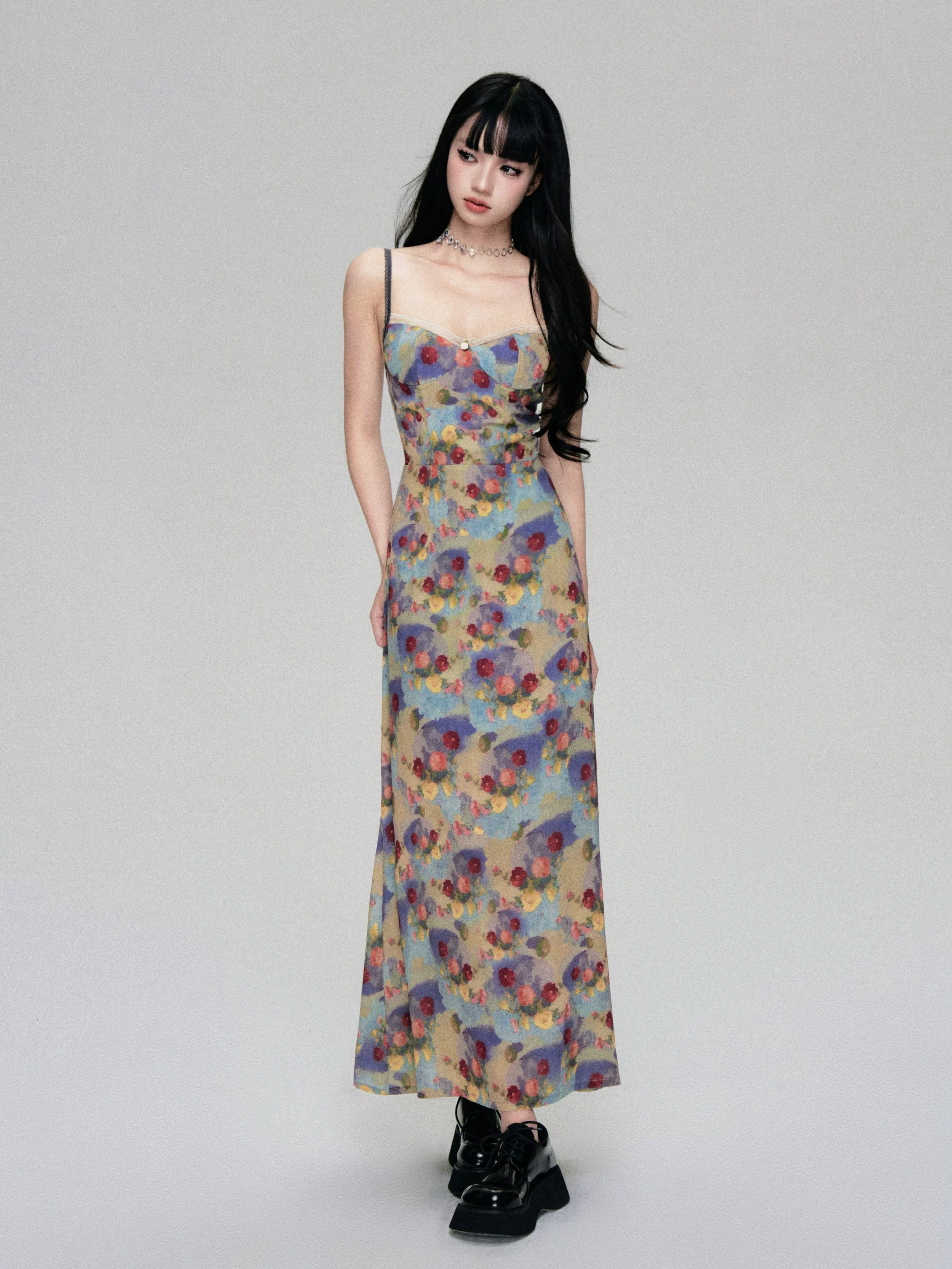 French Vintage Floral Slip Dress