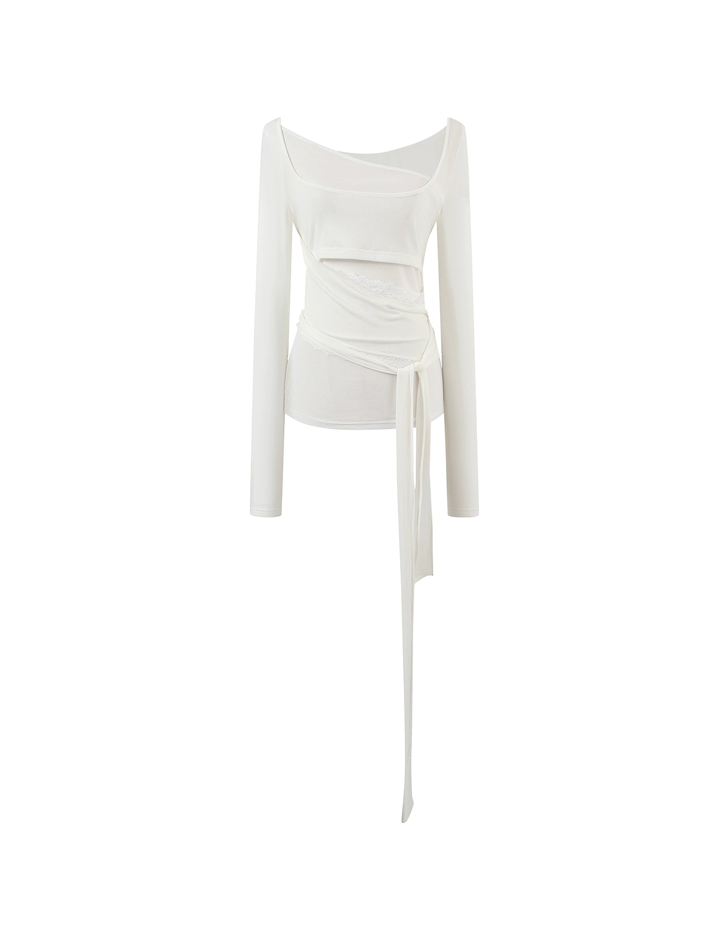 Layered Mesh-Knit Asymmetric Slim-Fit T-Shirt - CHINASQUAD