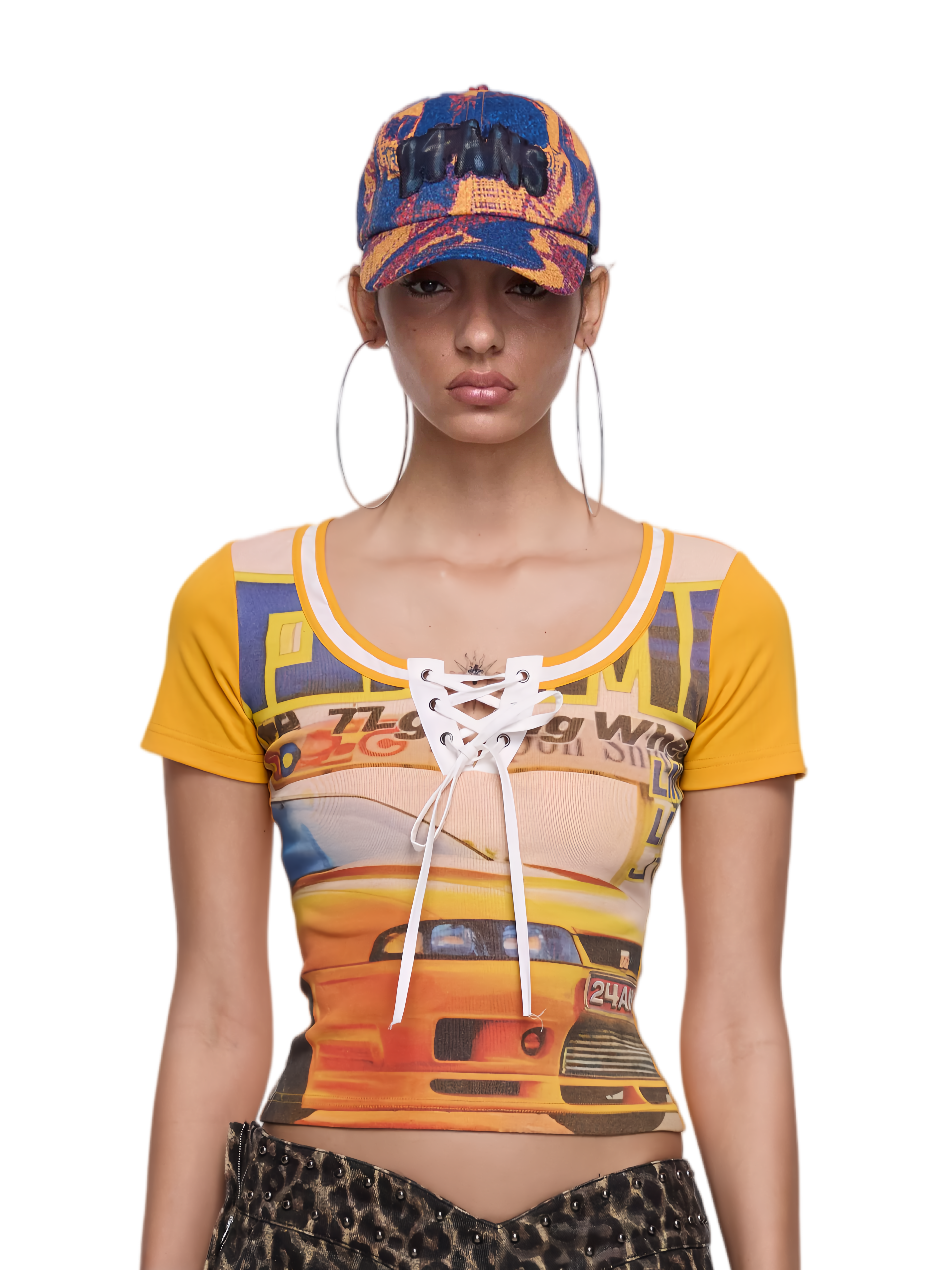 24ANS Retro Racing Print Layered-Look Patchwork T-Shirt – T-Shirts & Polos
