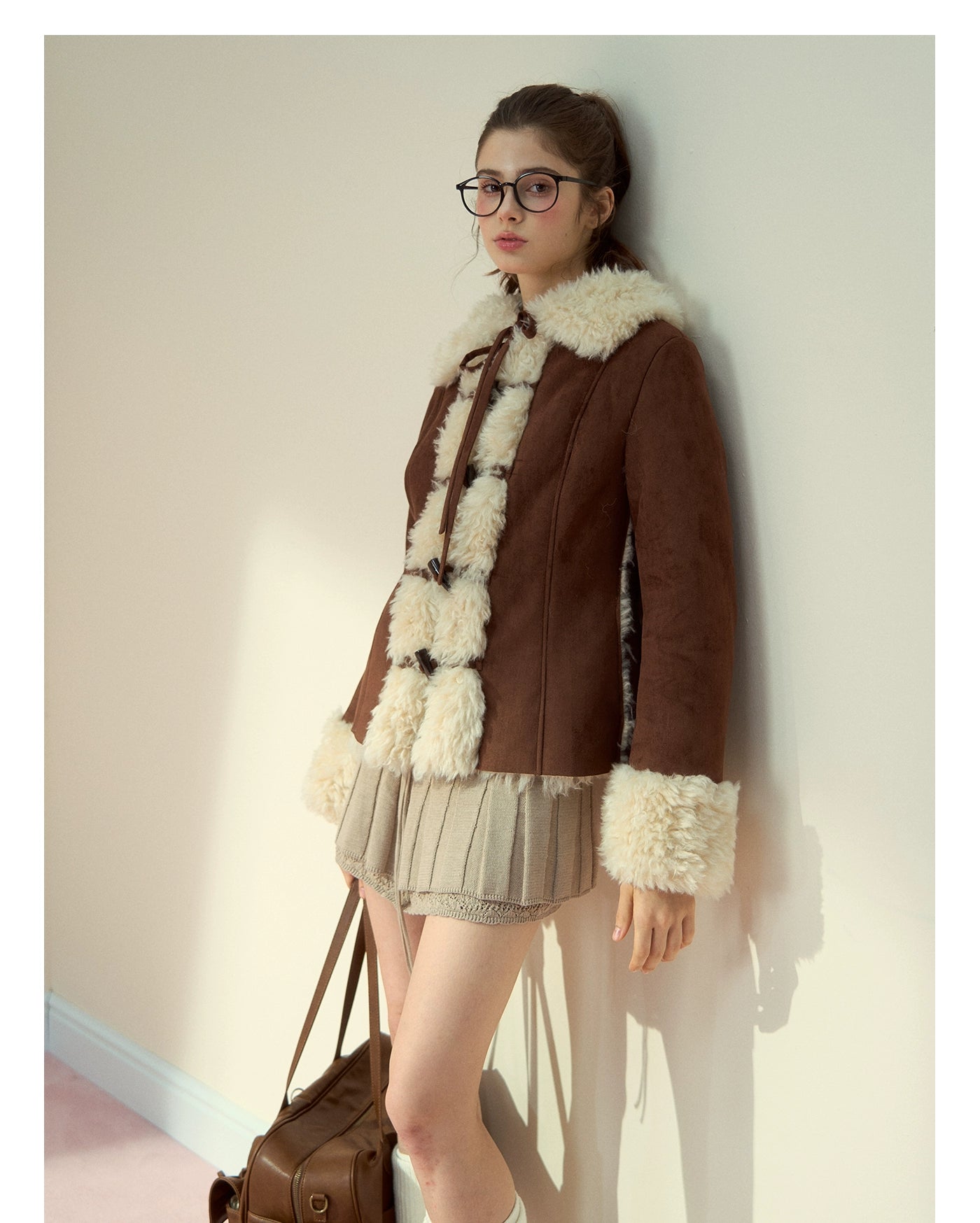 Vintage Faux Suede Shearling Toggle Jacket - CHINASQUAD