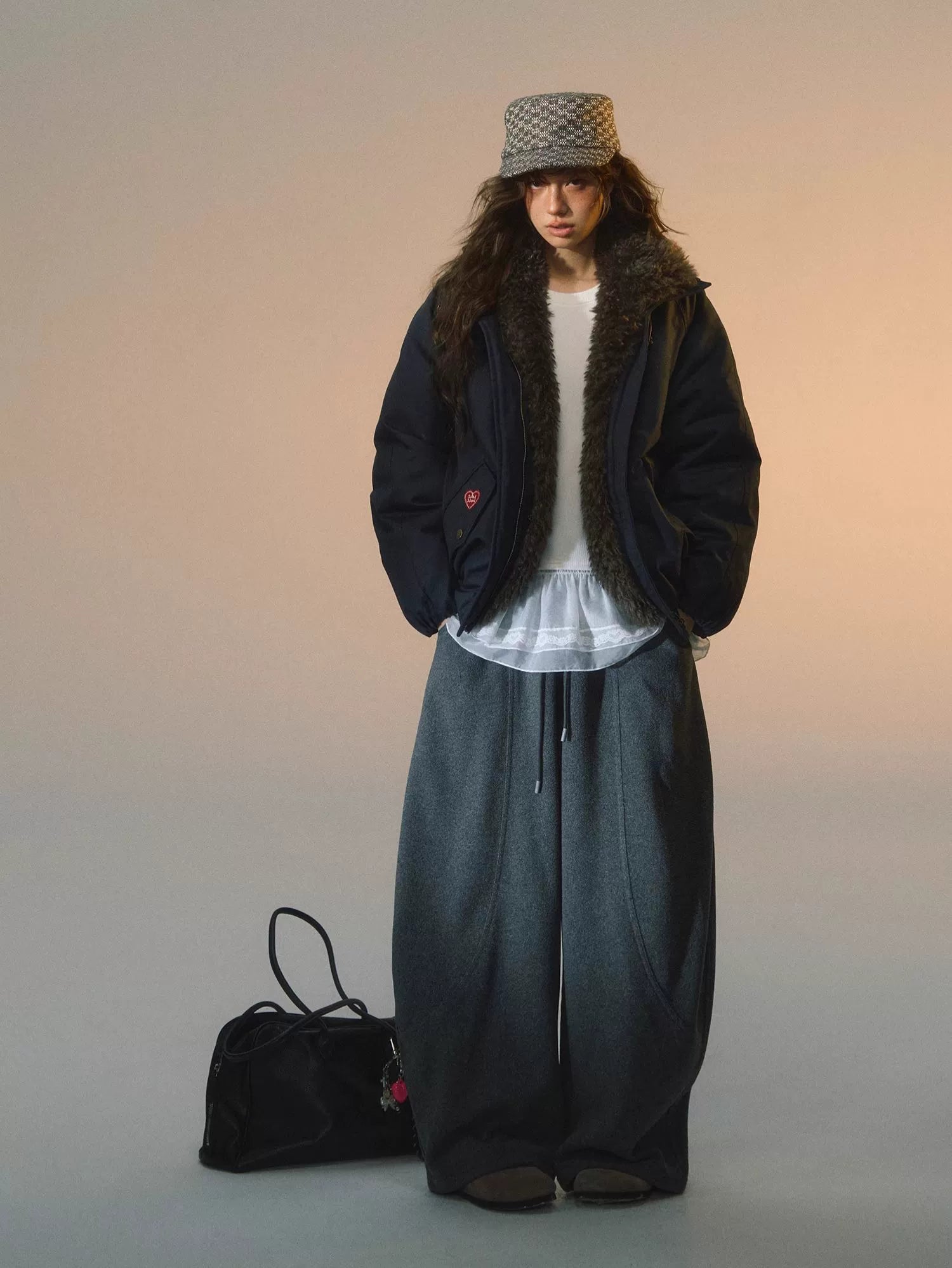 Detachable Faux Fur Collar Parka Down Jacket