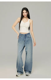 MacyMccoy Logo Embroidered Wide-Leg Jeans - CHINASQUAD