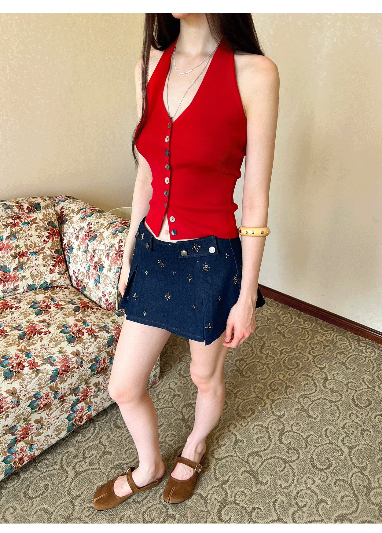 Washed Denim Mini Skirt