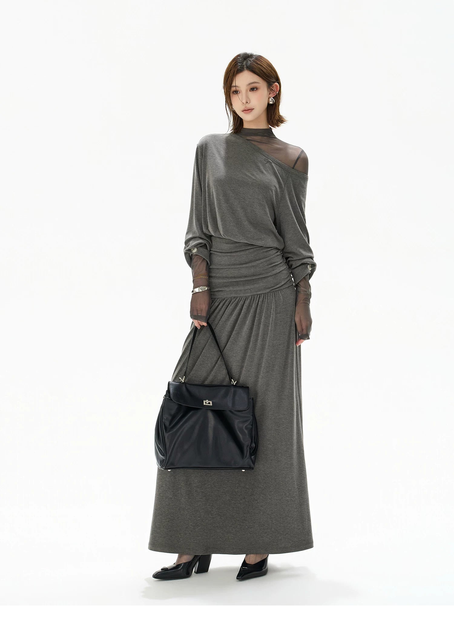 Two-Piece Off-Shoulder Knit Maxi Dress