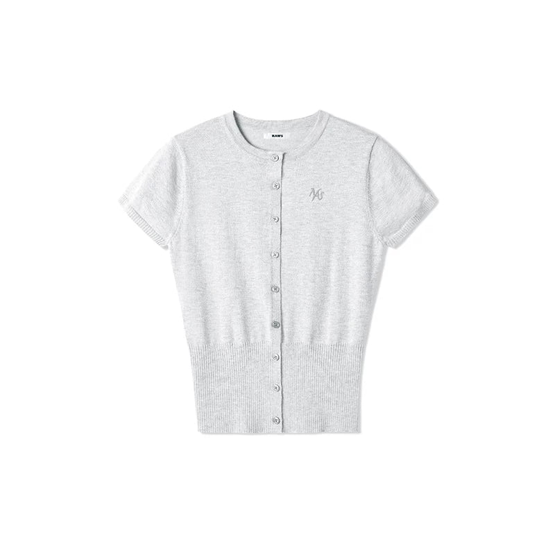 Merino Shimmer Flutter Sleeve Fitted Tee