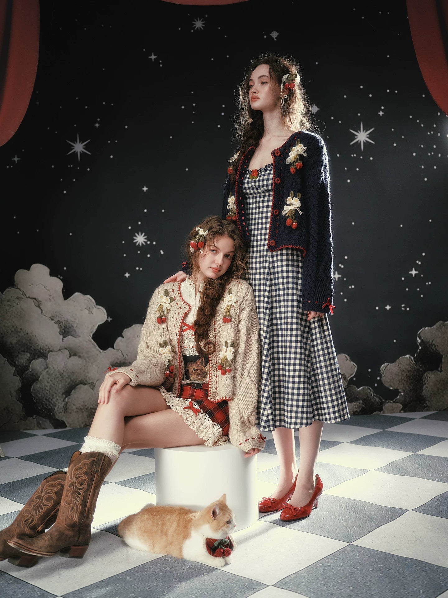 Christmas Night Corset Top & Plaid Skirt Set