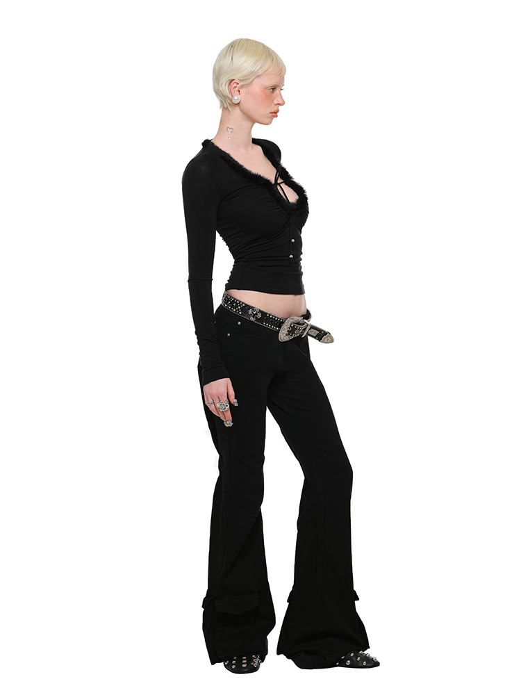 Rhinestone Flared Pants - CHINASQUAD