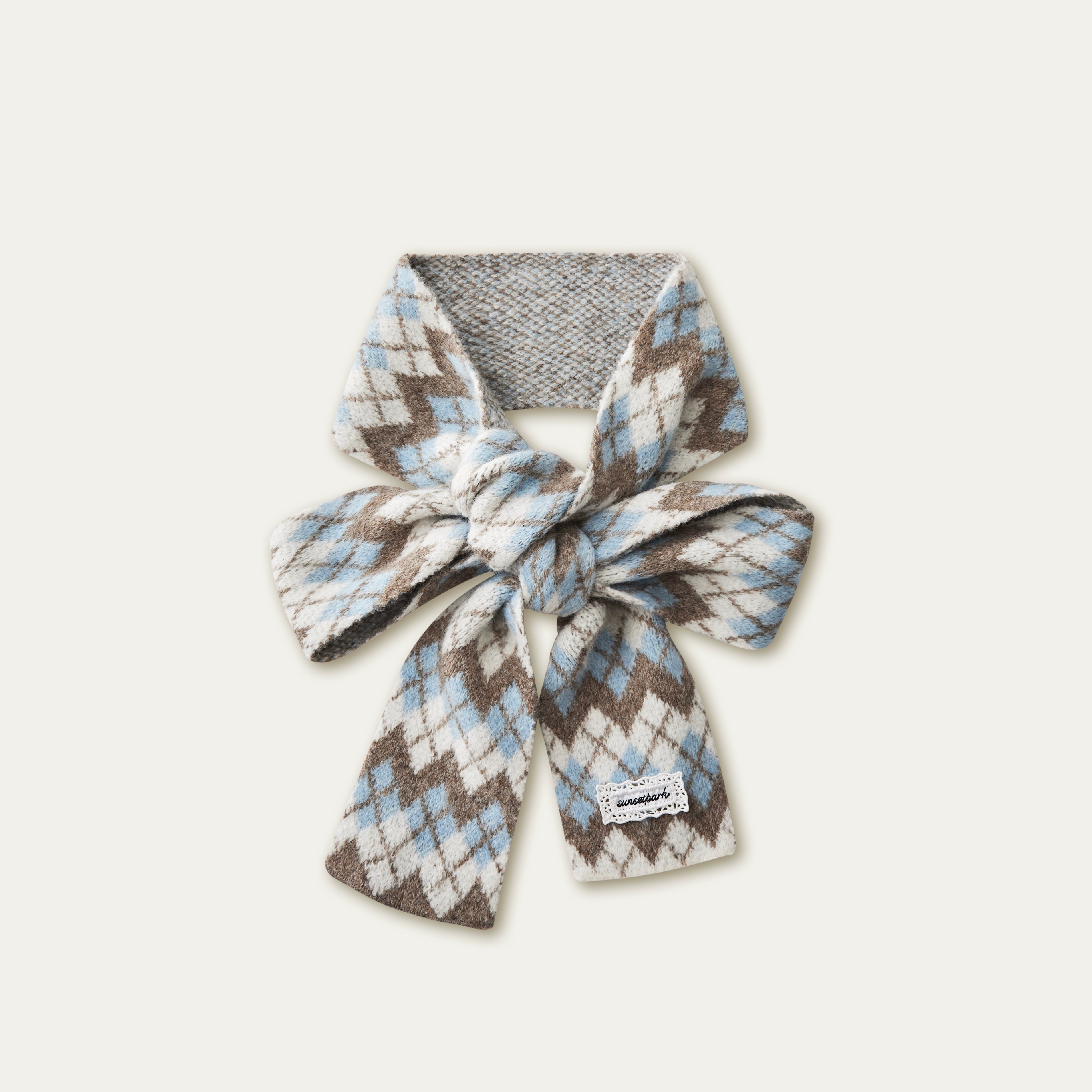 Multi-Color Ribbon Detail Knit Scarf