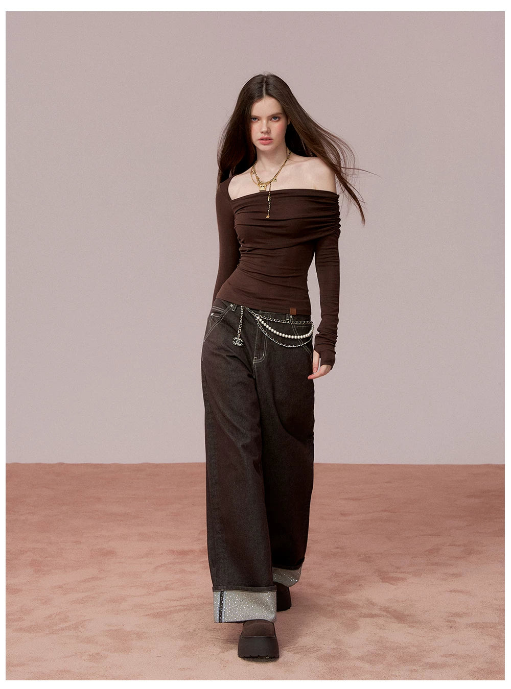 Long Sleeve Lyocell Blend Fitted T-Shirt