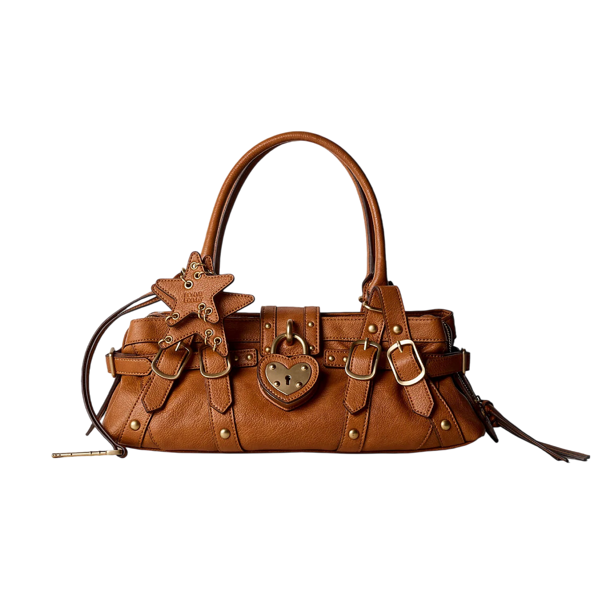 Strukturierte Top-Handle-Tasche mit Herzverschluss