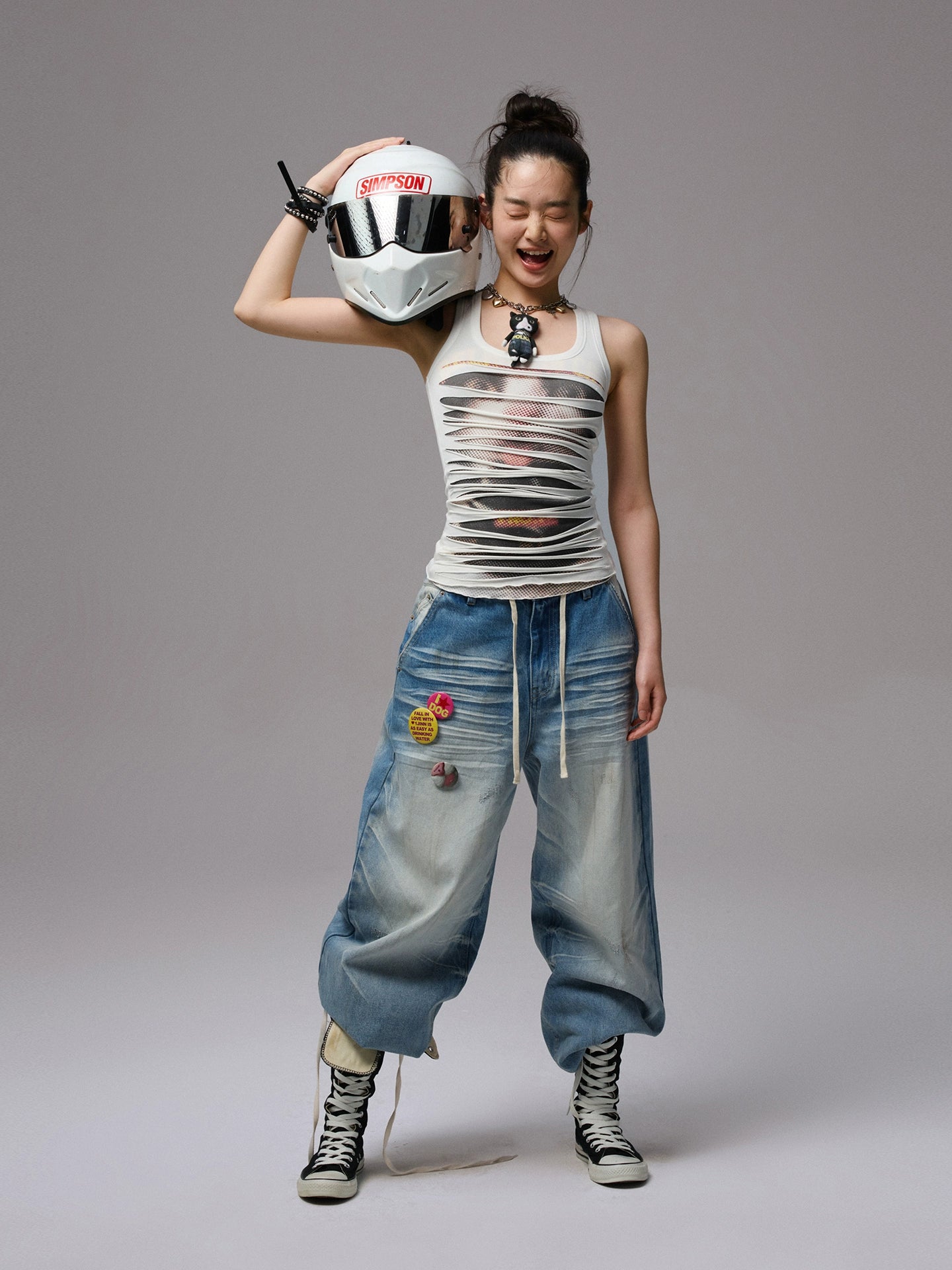 Irregular Hole-Ripped Double-Layer Halter Neck Tank Top - CHINASQUAD