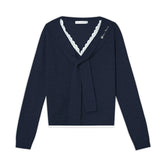 Lace Splicing Strappy Knitted Cardigans - CHINASQUAD