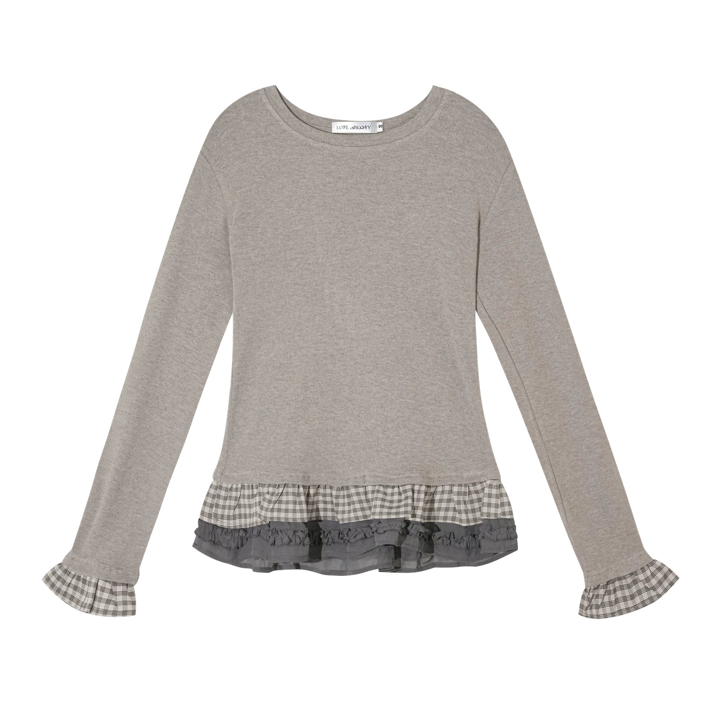 Tencel Wool Plaid Patchwork T-Shirt