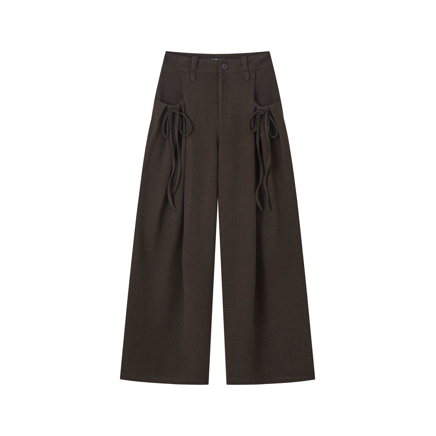 Pleated Bow Wool Blend Trousers