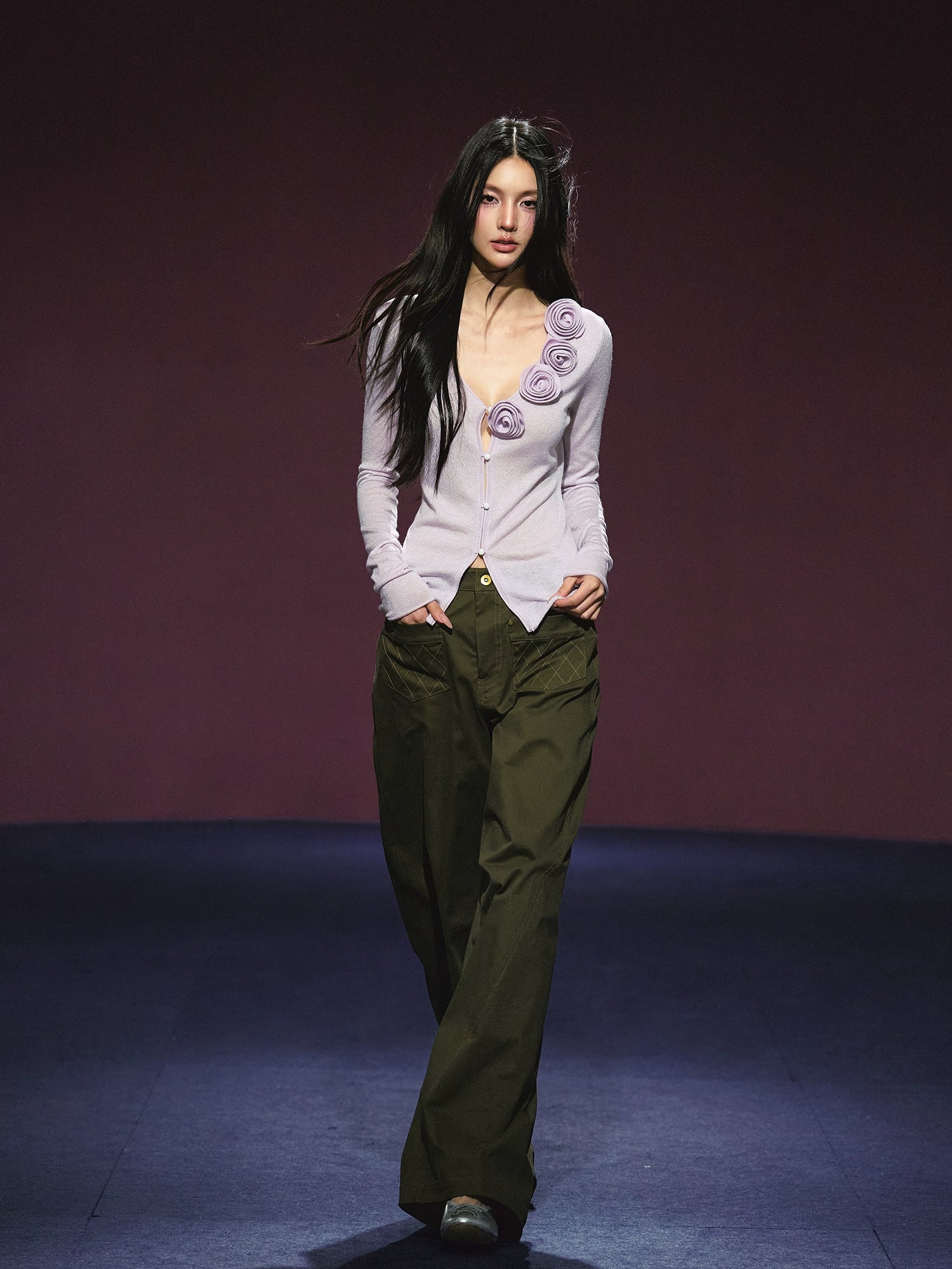 Pocket Diamond Stitching Straight-Leg Pants - CHINASQUAD