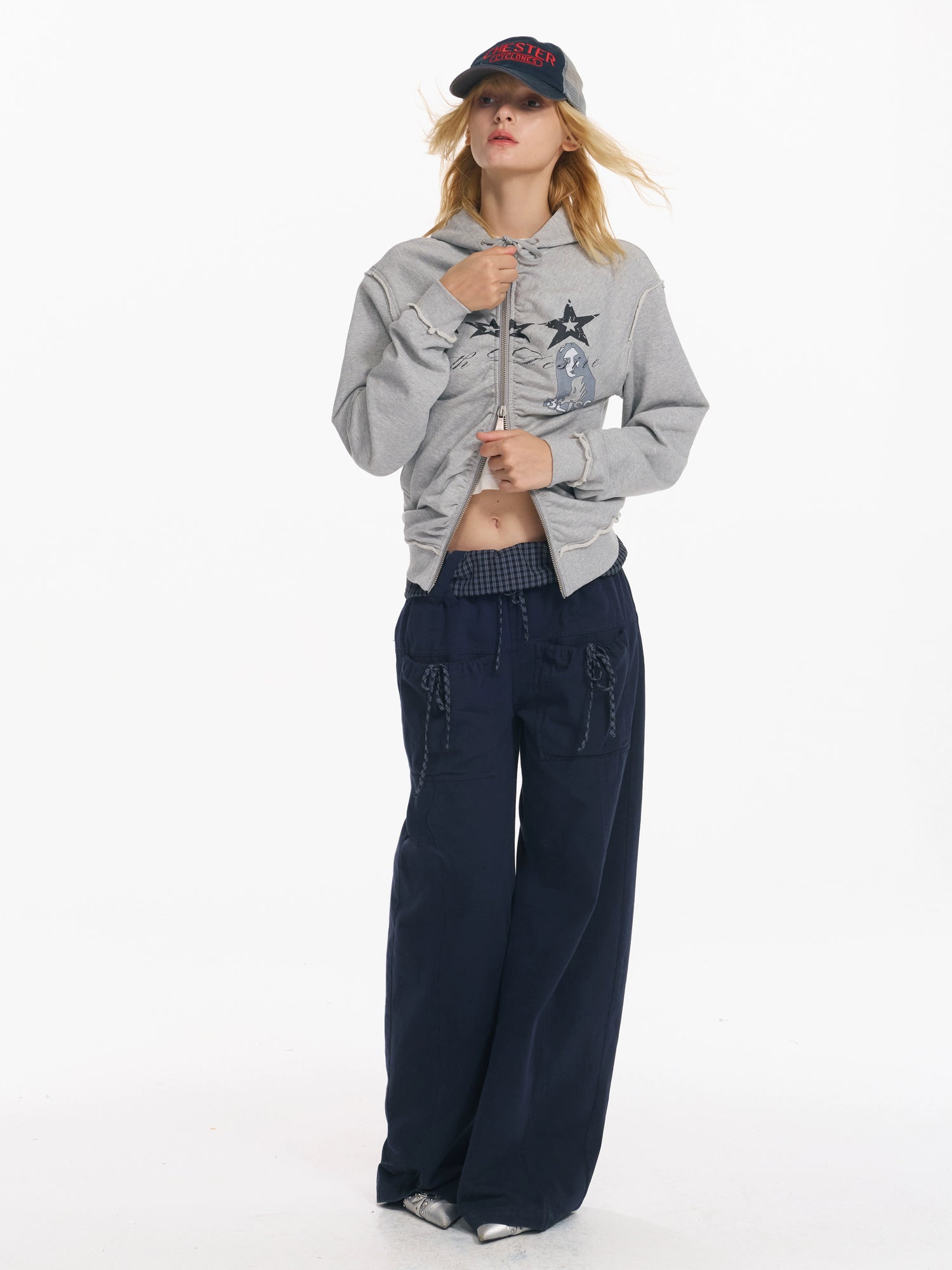 Draped Drawstring Wide-Leg Pants - CHINASQUAD