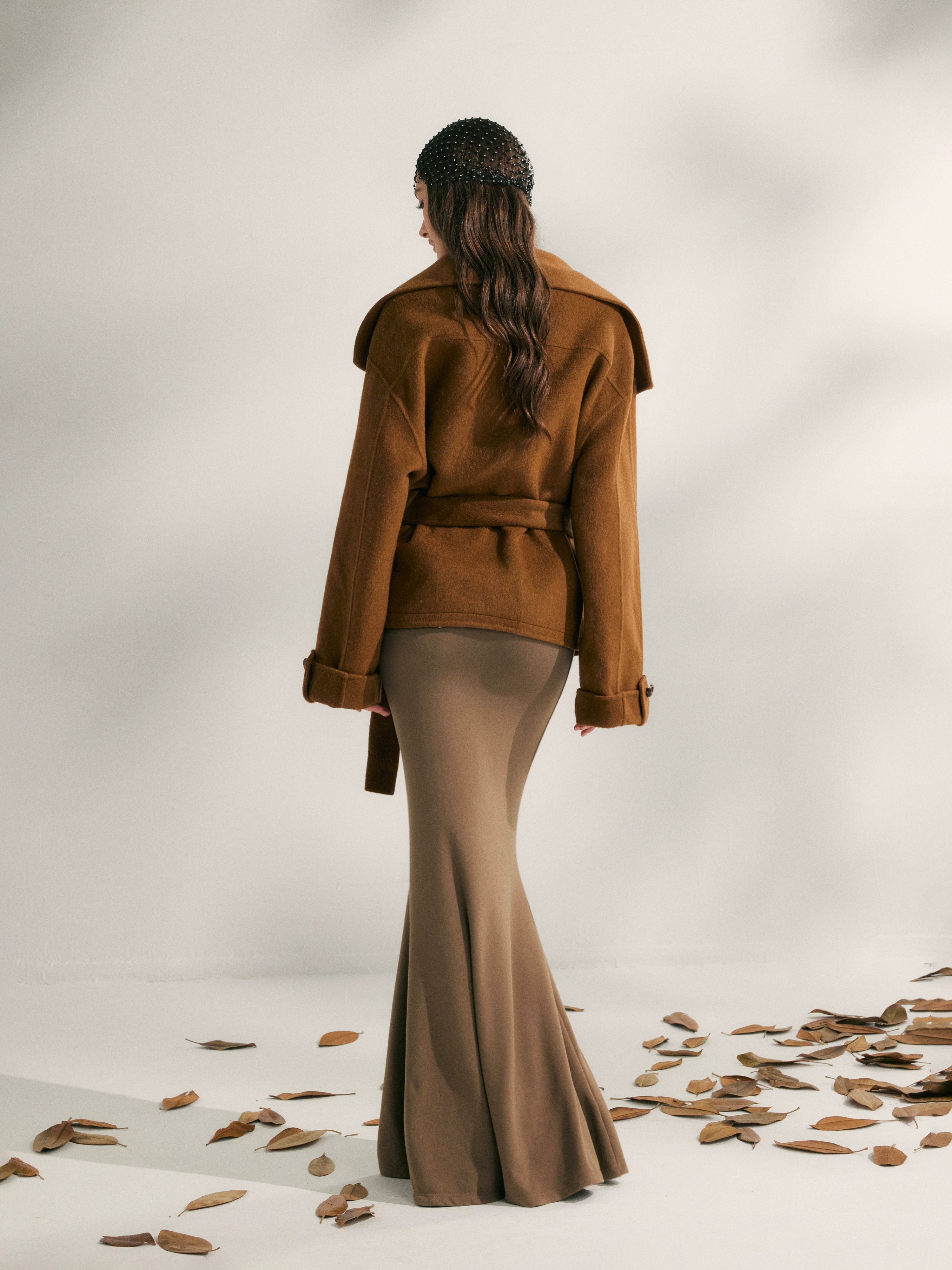 Wool Harmony Double-Faced Short Belted Jacket